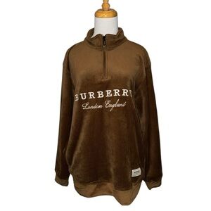 Burberry London Corduroy Quarter-Zip Sweater – Brown – Men’s XXL